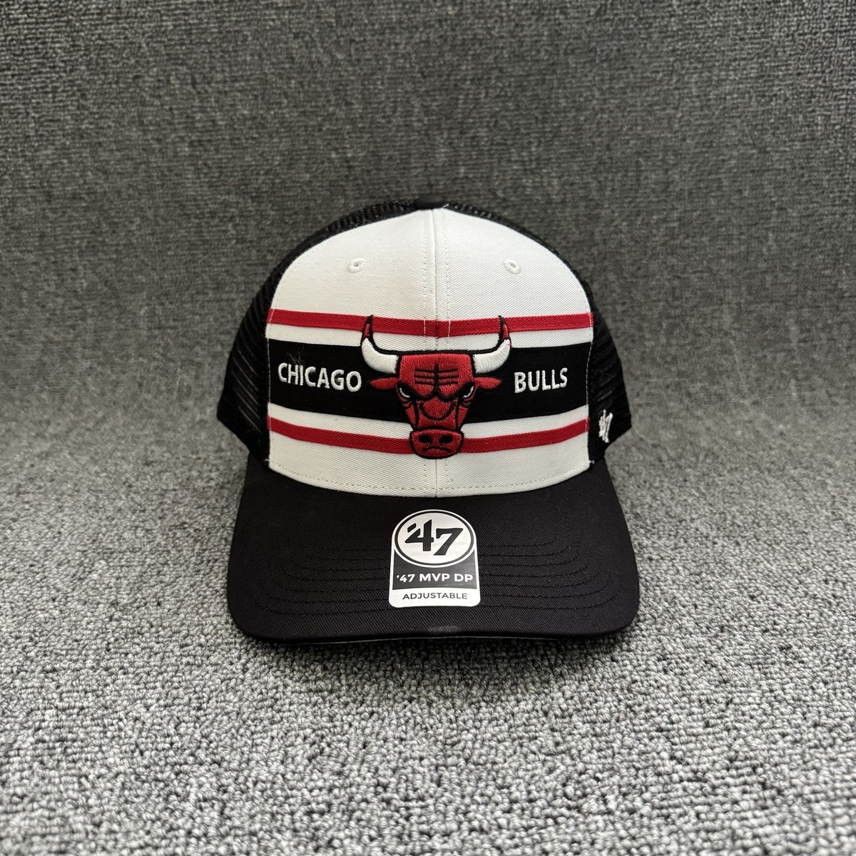 '47 Brand Chicago Bulls Trucker Snapback Black White OSFA Retro NBA Mesh Hat