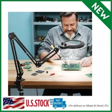 12X Magnifying Lamp with Light Clamp Arm for Workbench Craft Repair Sewing