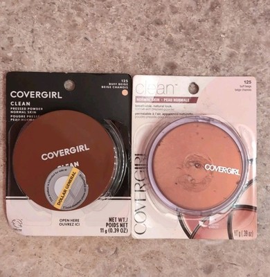 2x CoverGirl Clean Pressed Powder 125 Buff Beige Discontinued Talc Formula New