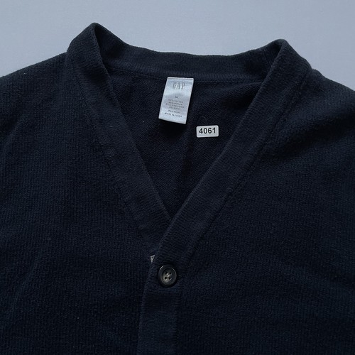 Gap Sweater Mens M Navy Blue Varsity Cardigan Wool Camel Hair Grandpa Y2K - Picture 5 of 7
