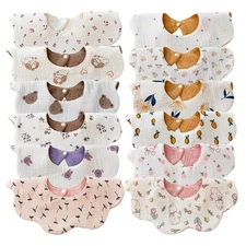 Baby Drool Bibs for Unisex Girls Boys 12 Pack Waterproof Baby Muslin Bibs