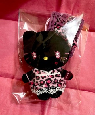 Sanrio Characters Hello Kitty Black Pink Cheetah Y2K Mascot Plush Keychain