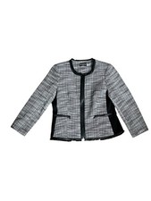 Karl Lagerfeld Paris Tweed Jacket Black White Zip Front Size 12