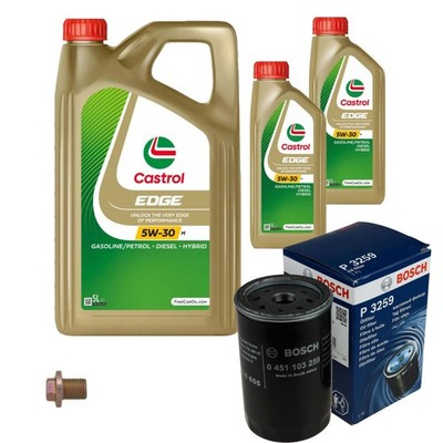 BOSCH Ölfilter 7 L Castrol EDGE 5W-30 M für Ford Sierra GBG GB4 2.0i GBC 1.6