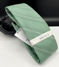 PERRY ELLIS Portfolio Men's 100 Polyester Tie  Sage Green  Scarano Stripe