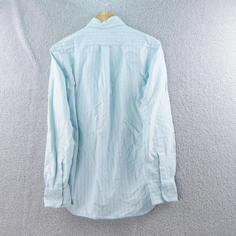 Винтажная мужская рубашка Gitman Bros. в полоску на пуговицах светло-голубая сделано в США - Изображение 2 из 4