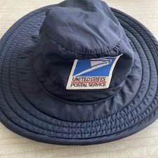 Vintage USPS United States Postal Service Blue Bucket Sun Hat Large Made in USA