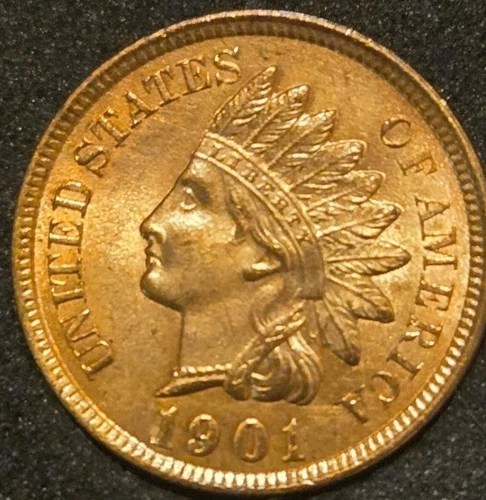 1901 Indian Head Cent - UNCIRCULATED RB - BEAUTIFUL & LUSTROUS Example