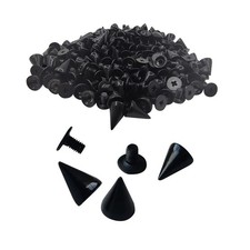 zhuohai 100 Pairs Cone Spikes Screwback Studs, Cone Black Studs and Spikes Punk,