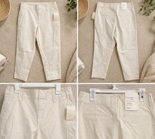 A New Day High Rise Straight Pants Ivory Stretch Flat Front Button Zip