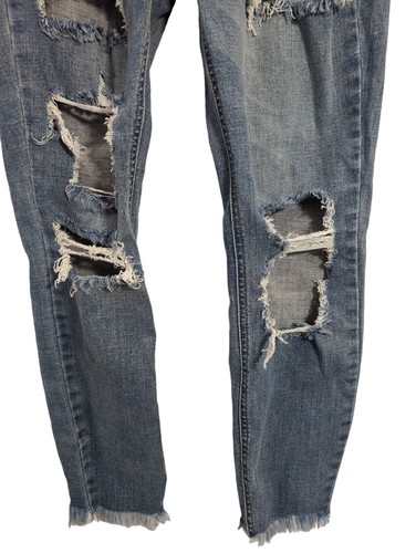 Jeans violoncello donna 9 29 blu vita alta caviglia skinny invecchiato sfilacciato grunge - Foto 4 di 12