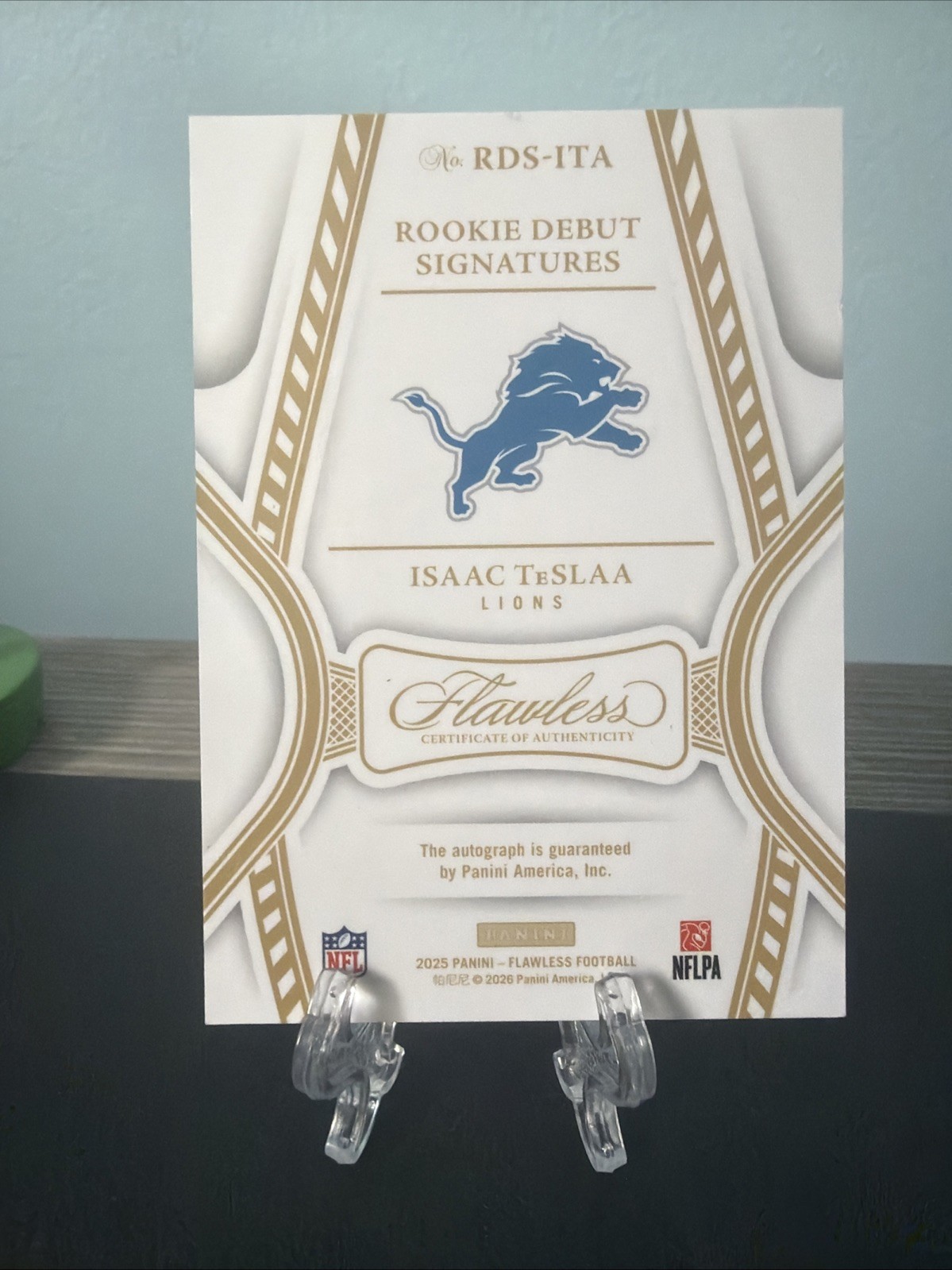 Isaac Teslaa 2025 Panini Flawless Lions Rookie Debuts On Card Auto /20 #RDS-ITA view 5