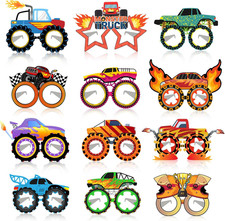 24 PCS Monster Truck Paper Eyeglasses Monster Truck Party Favors Supplies Birthd