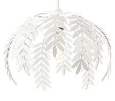 Traditional Fern Leaf Design Ceiling Pendant Light Shade in White Gloss Finis...