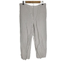 J. Jill Linen Blend Striped Crop Pants Size 16