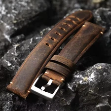 Handmade Leather Strap for Rolex – Vintage Cowhide 18–22MM Brown Watch Band UK