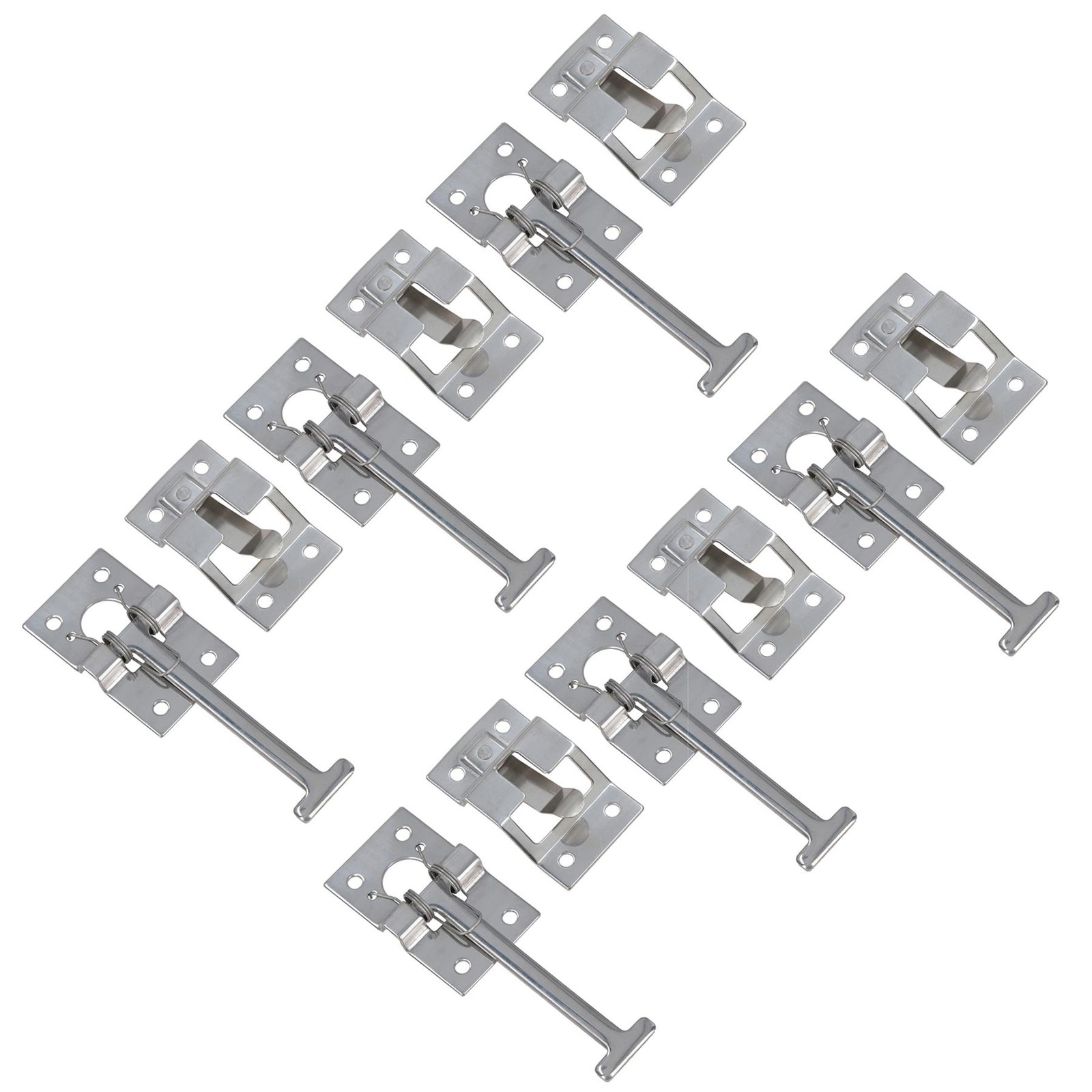 Stainless Steel Door Retaining Hook and Catch Plate Trucks Caravans Trailers 6pk