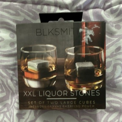 BLKSMITH XXL Gray Stone Whisky Stones Set of 2 Large Cubes with Pouch
