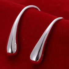 2PCS 925 Sterling Silver Threader Drop Dangle Hook Earrings teardrop hanging