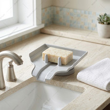 1X White Soap Dish Saver Holder Waterfall Drain Clean Dry,Water Fall Soap Saver