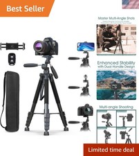 74" Heavy-Duty Camera Tripod with Phone Holder Remote for Perfect Shots