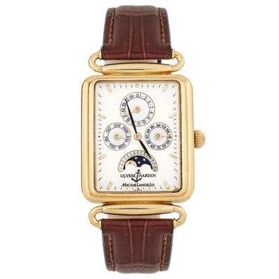 Ulysse Nardin Michelangelo Triple Calendar Yellow Gold White Dial 29x40mm 161-42