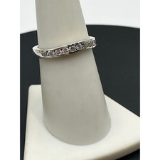 S.S. Sterling Silver 925 Cubic Zirconia Half Eternity Wave Band Ring Sz 7.5