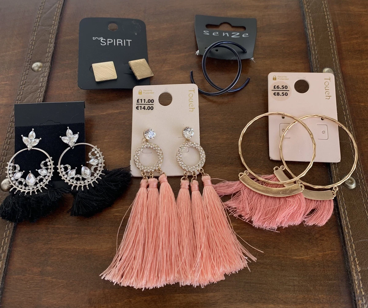 Costume Jewellery Job Lot Modern 5 Pairs Earrings Bundle. Pierced