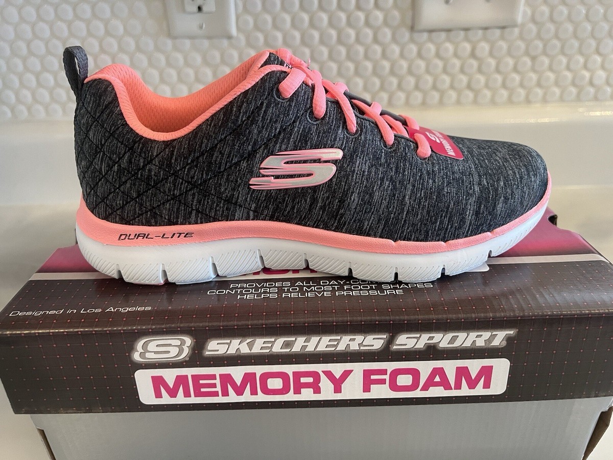 Skechers Women’s Flex Appeal 59511H Black Coral Running Shoes  Sneakers