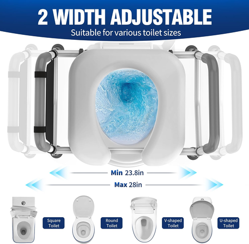 Raised Toilet Seat with Handles, Height and Width Adjustable FSA/HSA Eligible To - Picture 5 of 8