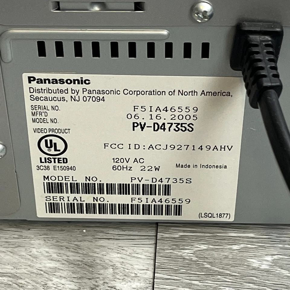 Panasonic VCR VHS and DVD Combo Player PV-D4735S Video Recorder Tested Works! - Image 3 of 4
