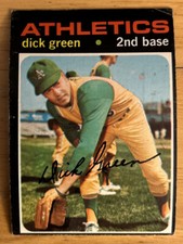 1971 Topps Dick Green Baseball Card #258 Athletics 2nd Base O/C Fair