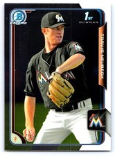 2015 1st Bowman Draft Chrome #78 Travis Neubeck Miami Marlins BASEBALL Card