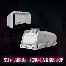 Sci-Fi Vehicles School Bus & Bus Stop Skirmish Games Scatter Terrain 28mm 32mm