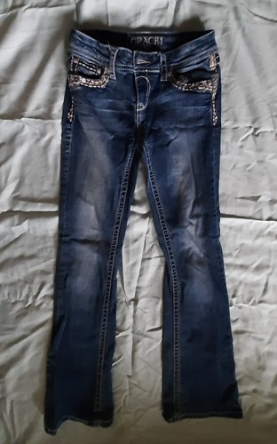 Grace in LA Jeans Girls 12 Dark Blue Embroidered Pockets - Picture 3 of 5