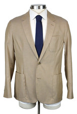 Paul Smith Patch Jacket 40 R 50 EU Mens Beige Herringbone Cotton Silk Blazer
