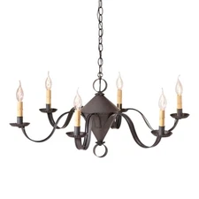 Vintage-style 6-Arm Chandelier: Kettle Black, 33" Diameter