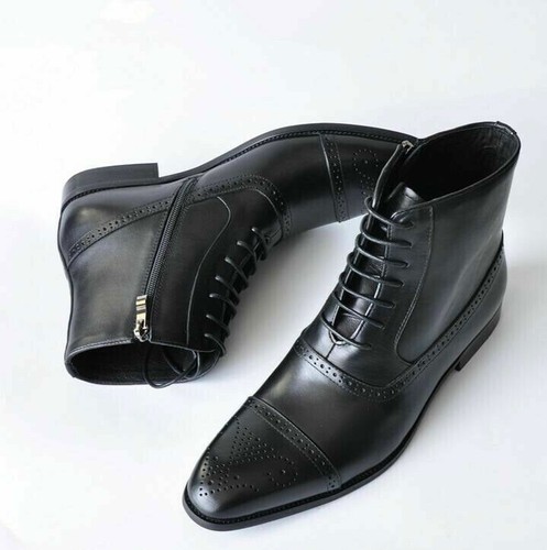 Herren Kleid Formelle Stiefeletten Chelsea Stiefel Leder Wingtip Hoch Top Schuhe - Bild 4 von 30