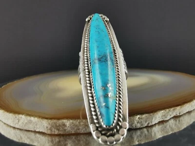 Ring Silber Indianer Türkis XXL Hallmark 19,2 mm gigantisch lang Sterling silver