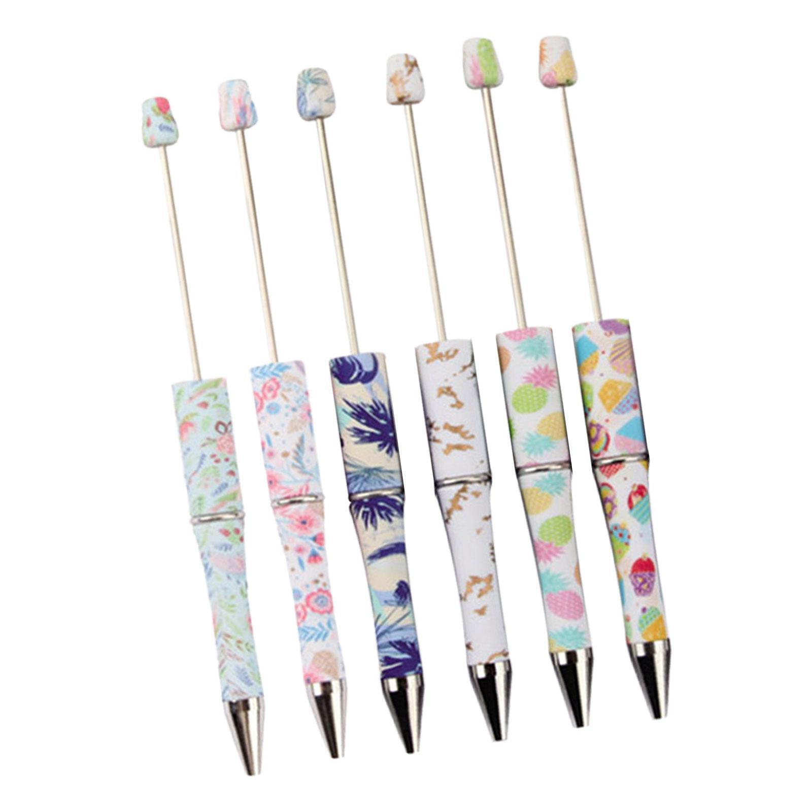 6Pcs Beadable Pens DIY Art Drawing Rollerball Pen for Office Exam