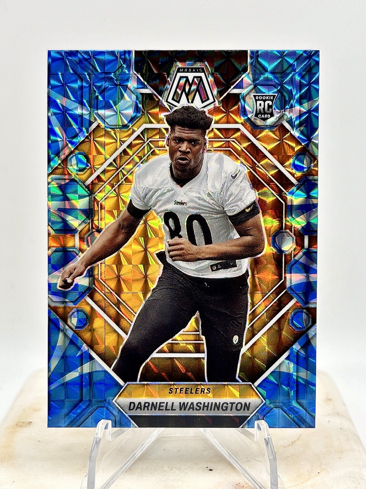 2023 Panini Mosaic Darnell Washington RC BLUE REACTIVE PRIZM #306 Steelers