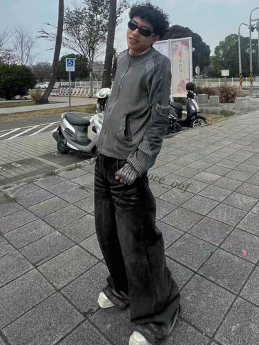 Pantalones de mezclilla No Faith descoloridos Dune desgastados holgados pantalones de mezclilla acampanados hombres mujeres nuevos - Imagen 18 de 19