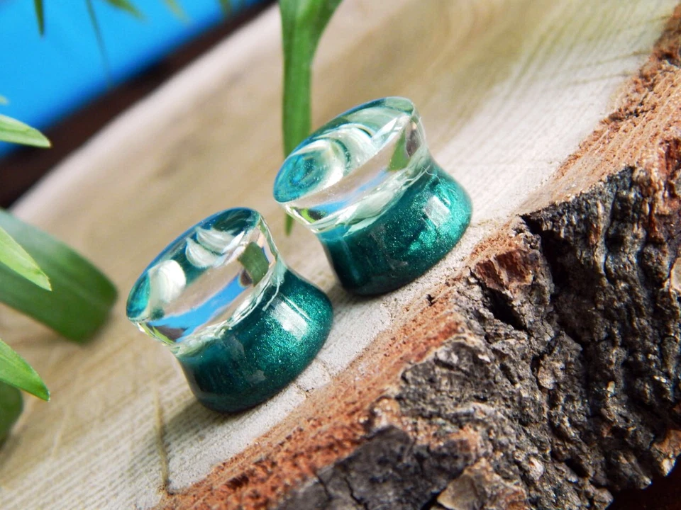 Green Resin plugs and tunnel Millet Nature jewelry Ear piercing gauges 00g 22mm - Image 4 of 4