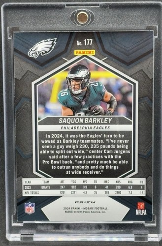SAQUON BARKLEY RARE GOLD REFRACTOR INVESTMENT CARD SSP PANINI EAGLES MINT - Picture 2 of 2
