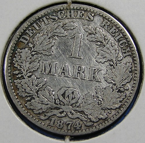 Germany Empire 1 Mark .900 Silver Coin 1874-A, KM-7, 24 mm, Combined Shipping - 第 1/4 張圖片