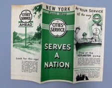 1934 CITIES SERVICE Gas OIL Road Map NEW YORK Vintage Advertising