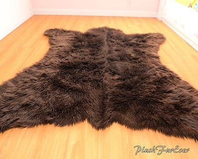 #ad Brown Grizzly Bear Rug 5#x27; x 6#x27; Premium Accent Rug Bearskin PlushFurEver 088 $159.00