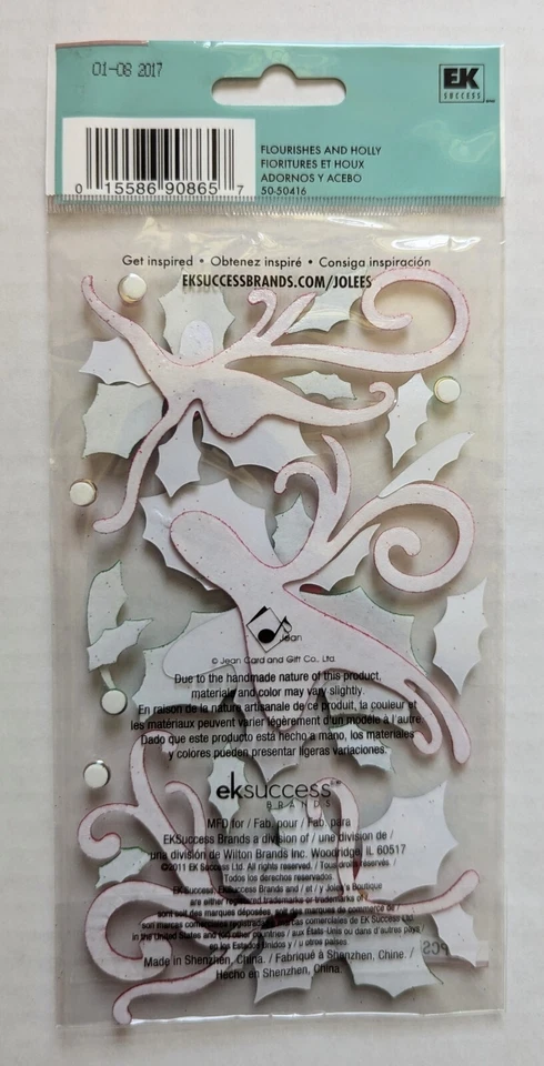 Pegatinas para álbumes de recortes Jolee's Navidad rojo y verde brillo florece y acebo Foto 2 de 2