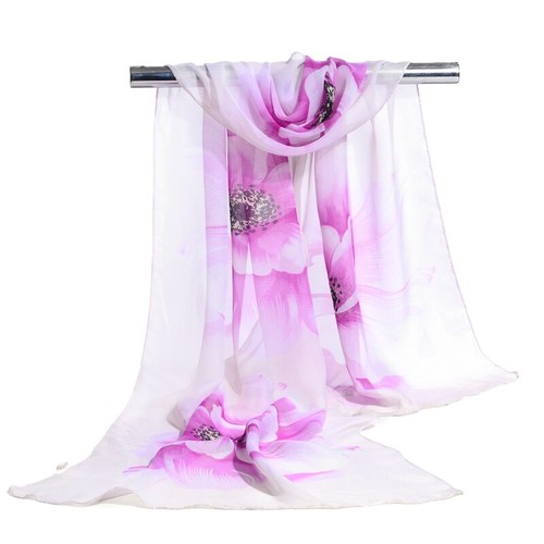 Fashion New Women's Floral Print Chiffon Scarf Soft Wrap Ladies Shawl - Picture 16 of 28