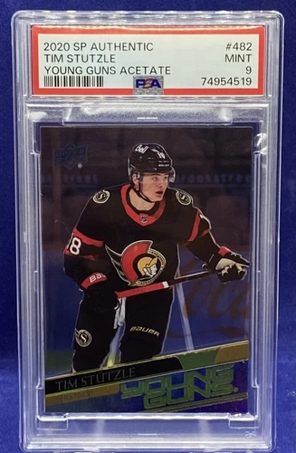 2020-21 SP Authentic Tim Stutzle Acetate Young Guns #482 RC PSA 9 Mint Senators